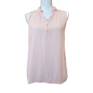 Talbots Womens Tank Top‎ Ruffle Trim Light Pink XS Thin Lightweight Polyester